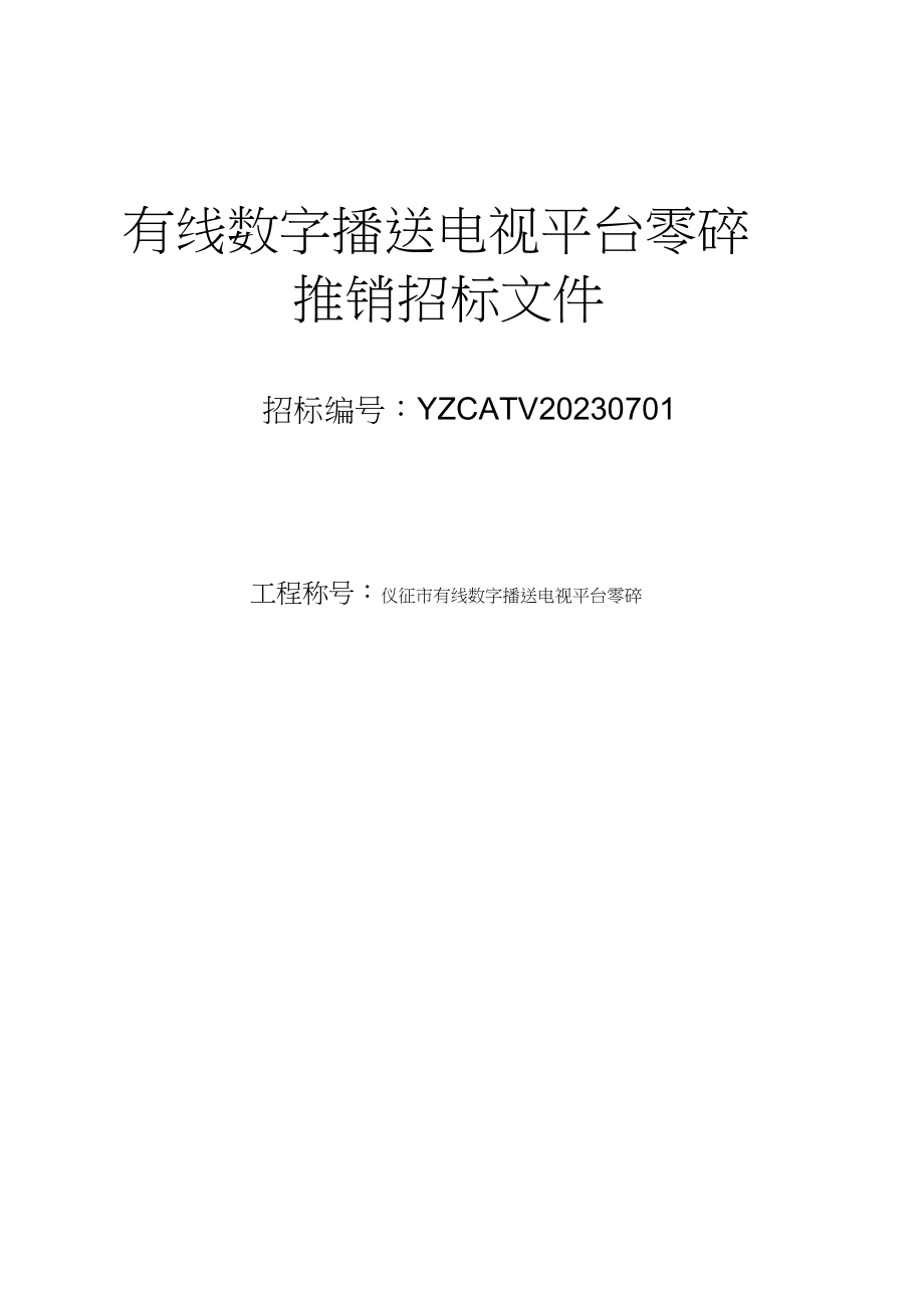 2023年仪征有线数字广播电视平台系统采购招标文件.docx_第1页