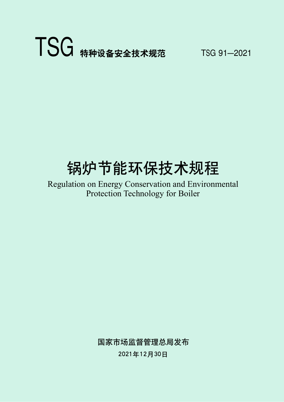 TSG 91-2021 锅炉节能环保技术规程.pdf_第1页