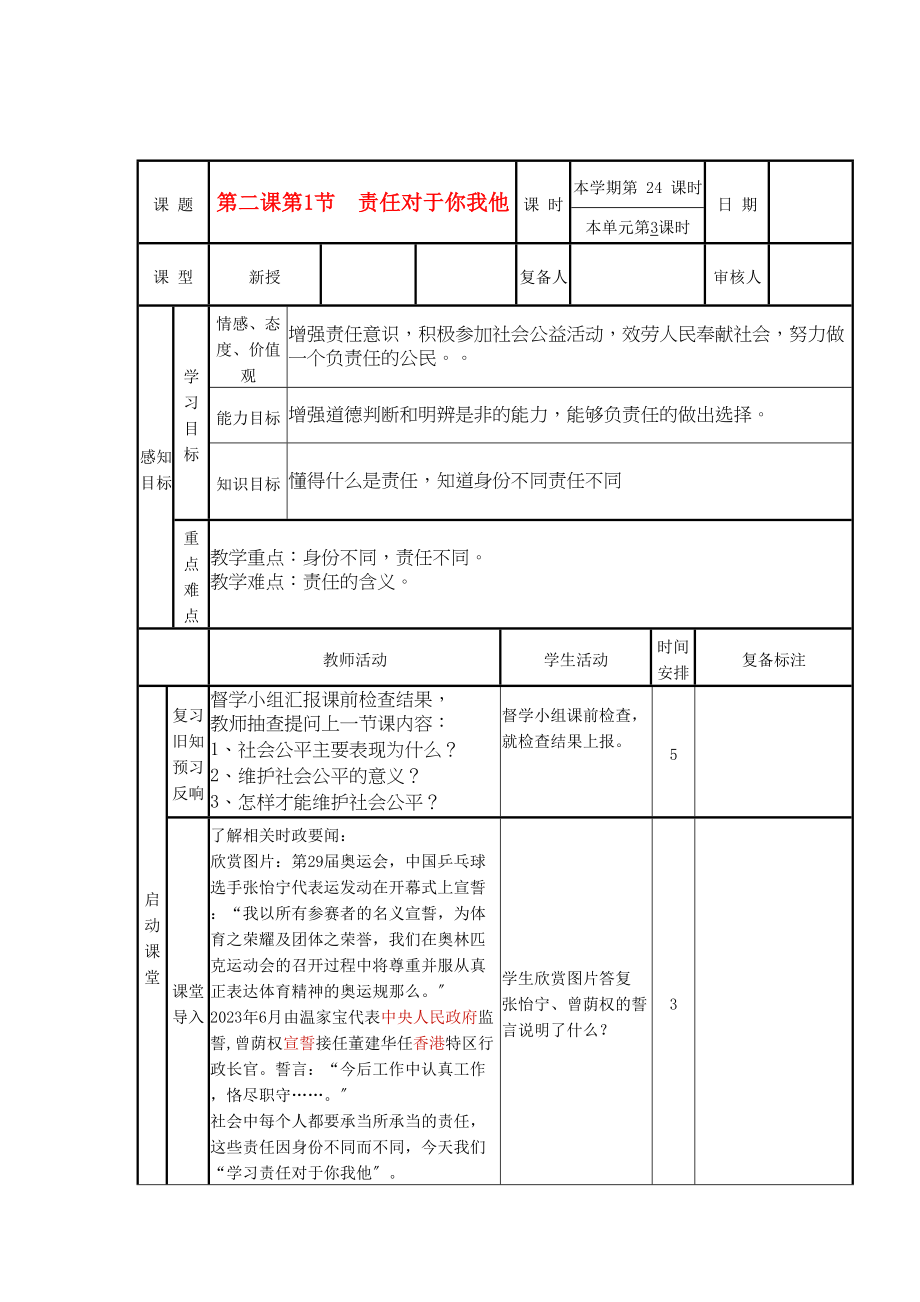 2023年九年级政治第2课第1节责任对于你我他学案鲁教版.docx_第1页