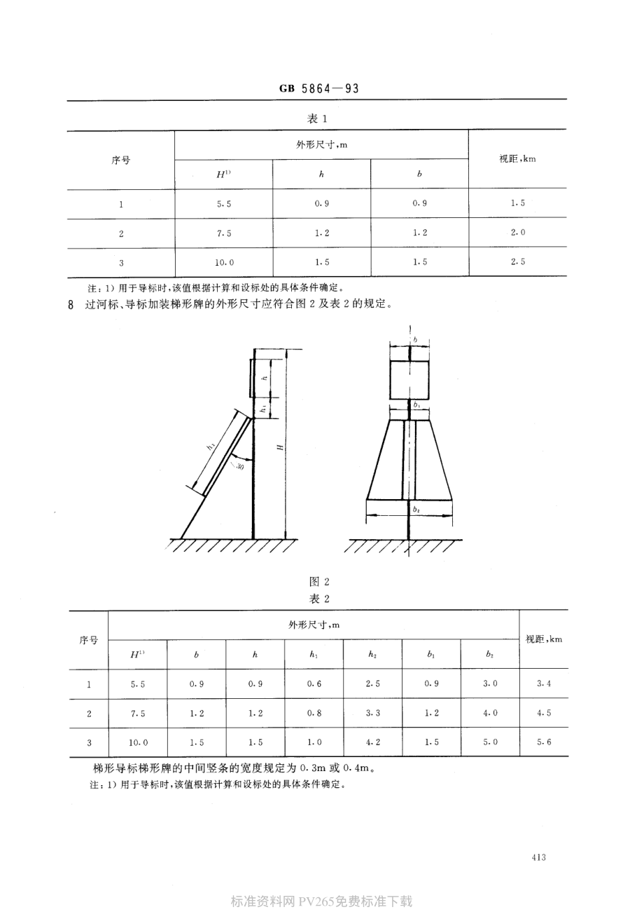 GB 5864-1993 内河助航标志的主要外形尺寸.pdf_第2页