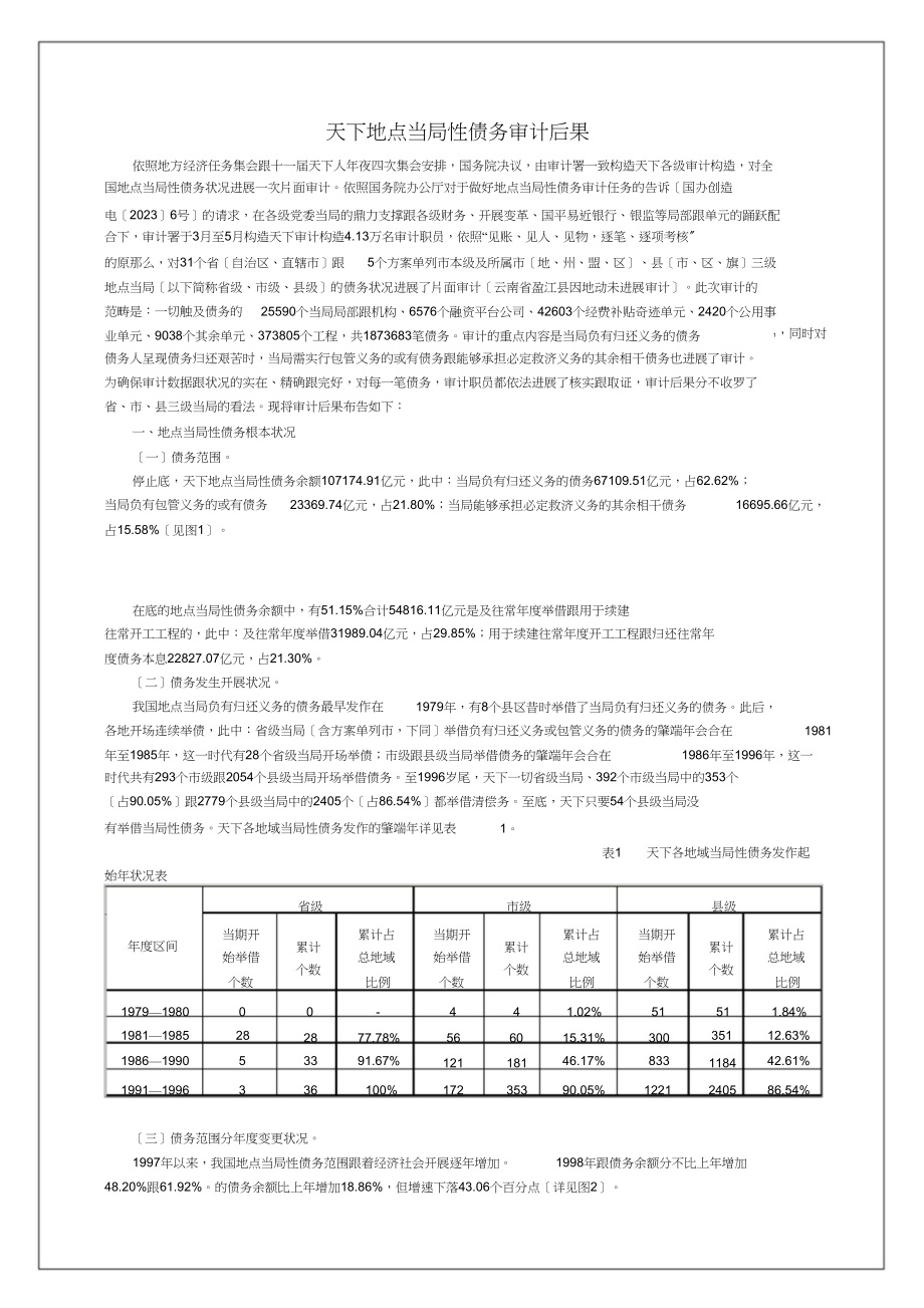 2023年全国地方政府性债务审计结果.docx_第1页