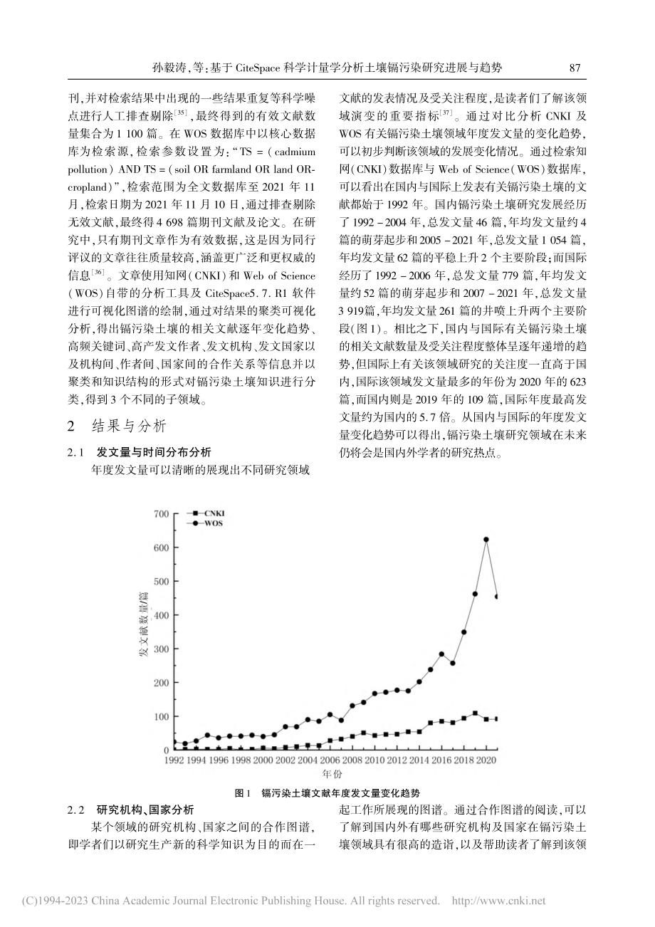 基于CiteSpace科学...析土壤镉污染研究进展与趋势_孙毅涛.pdf_第3页