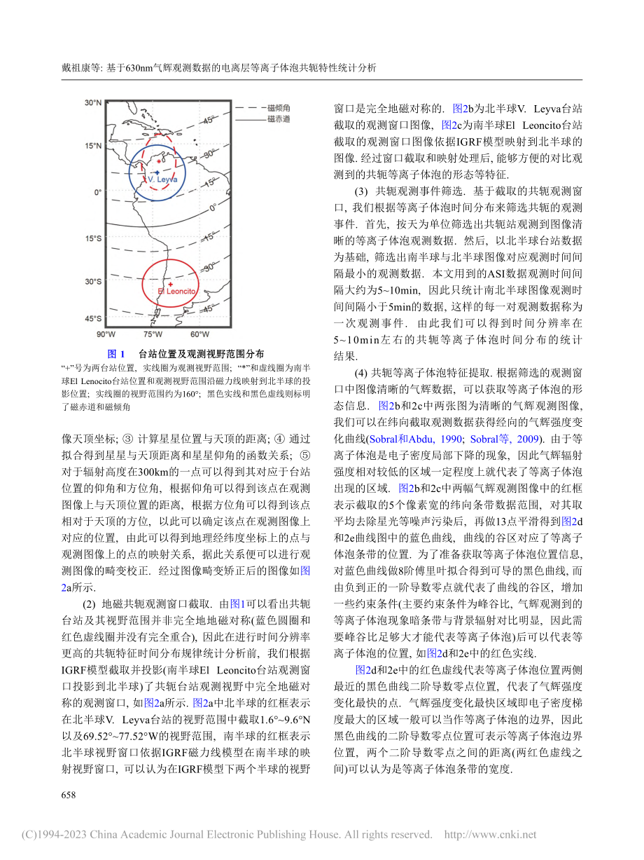 基于630nm气辉观测数据...等离子体泡共轭特性统计分析_戴祖康.pdf_第3页