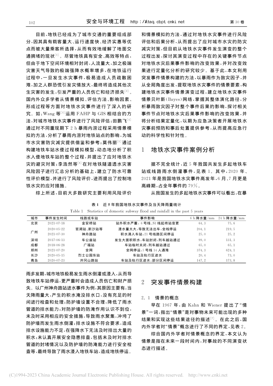 基于Bayes网络的地铁水灾事件情景构建及演化分析_王莉.pdf_第2页