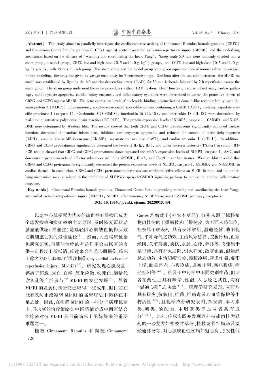 基于“温通心阳”功效的桂枝...损伤模型保护作用的实验研究_栾飞.pdf_第2页