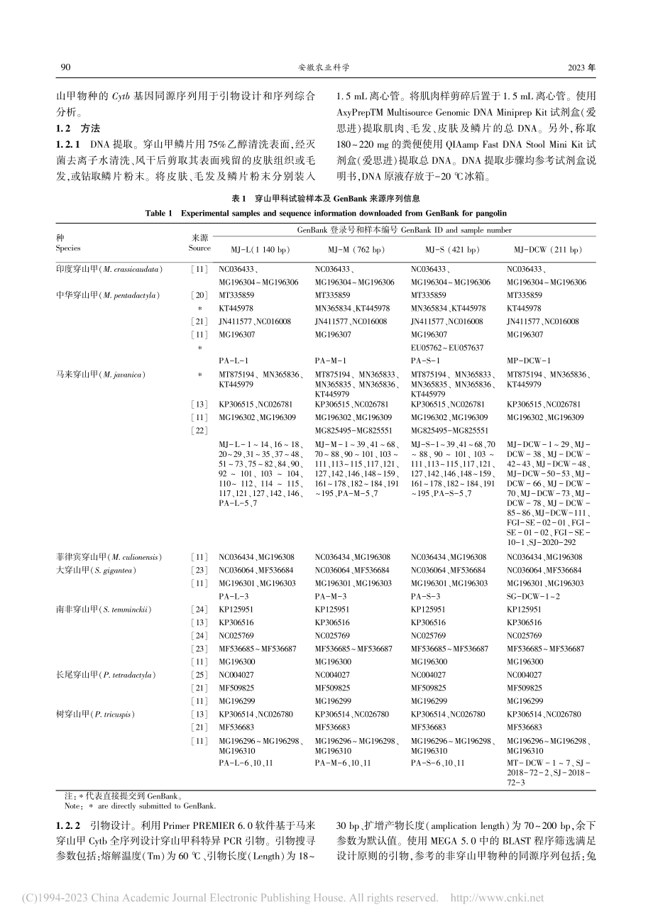 基于Cytb基因的穿山甲科物种鉴定研究_王辰.pdf_第2页