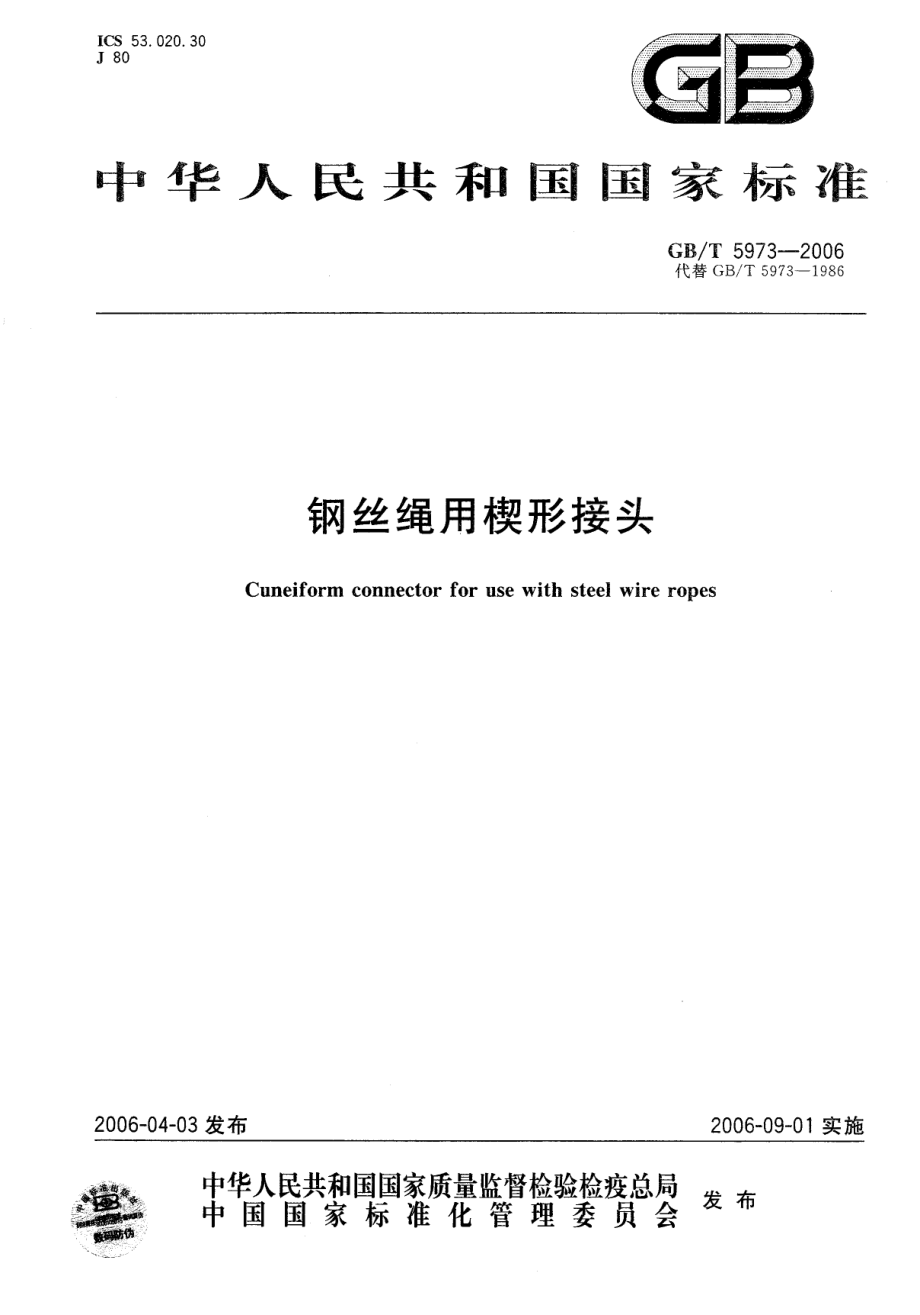 GB∕T 5973-2006 钢丝绳用楔形接头.pdf_第1页