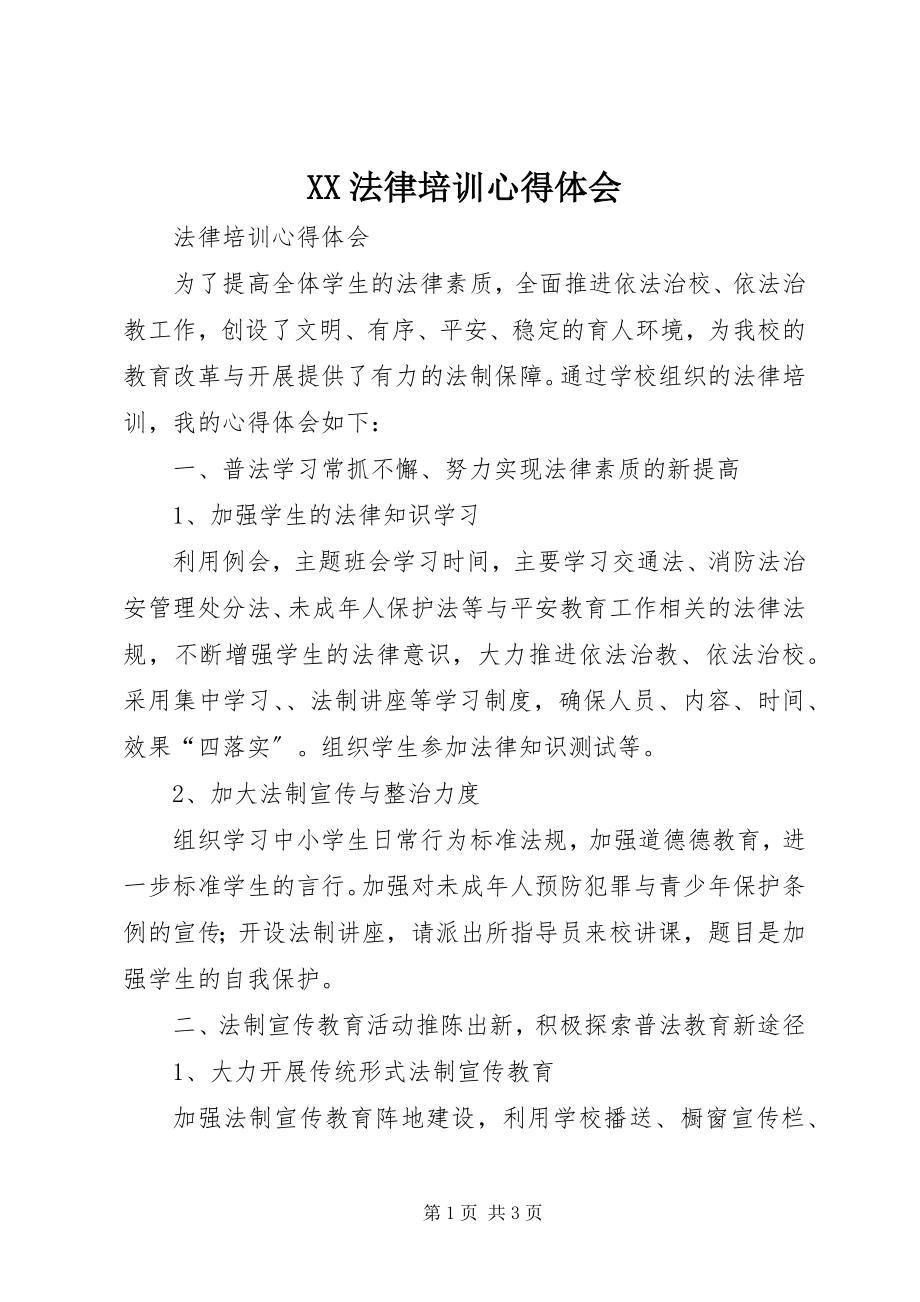 2023年XX法律培训心得体会新编.docx_第1页