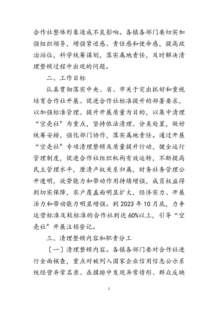 2023年农民专业合作社空壳社清理工作方案范文.doc_第2页