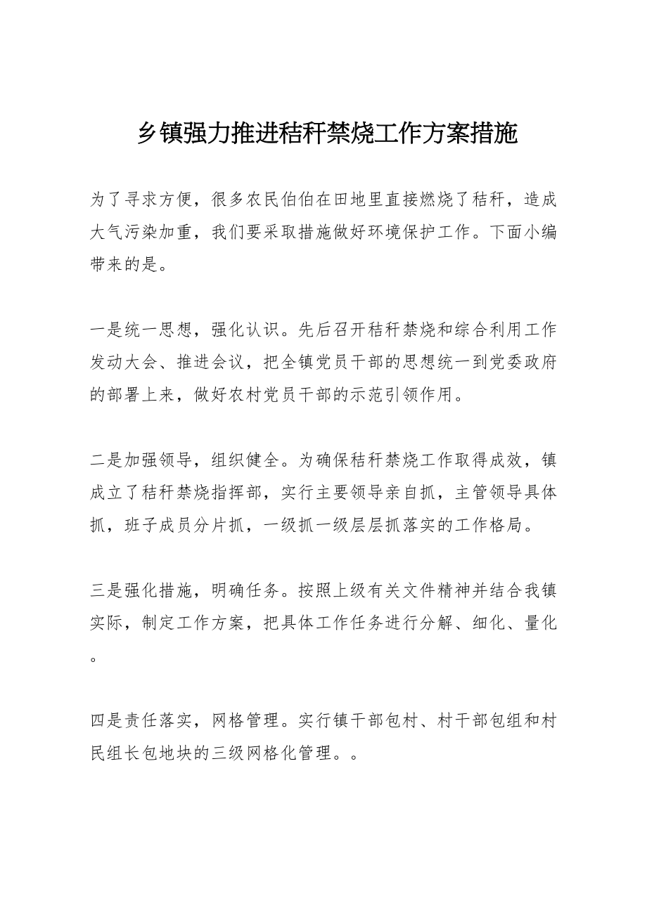 2023年乡镇强力推进秸秆禁烧工作方案措施.doc_第1页