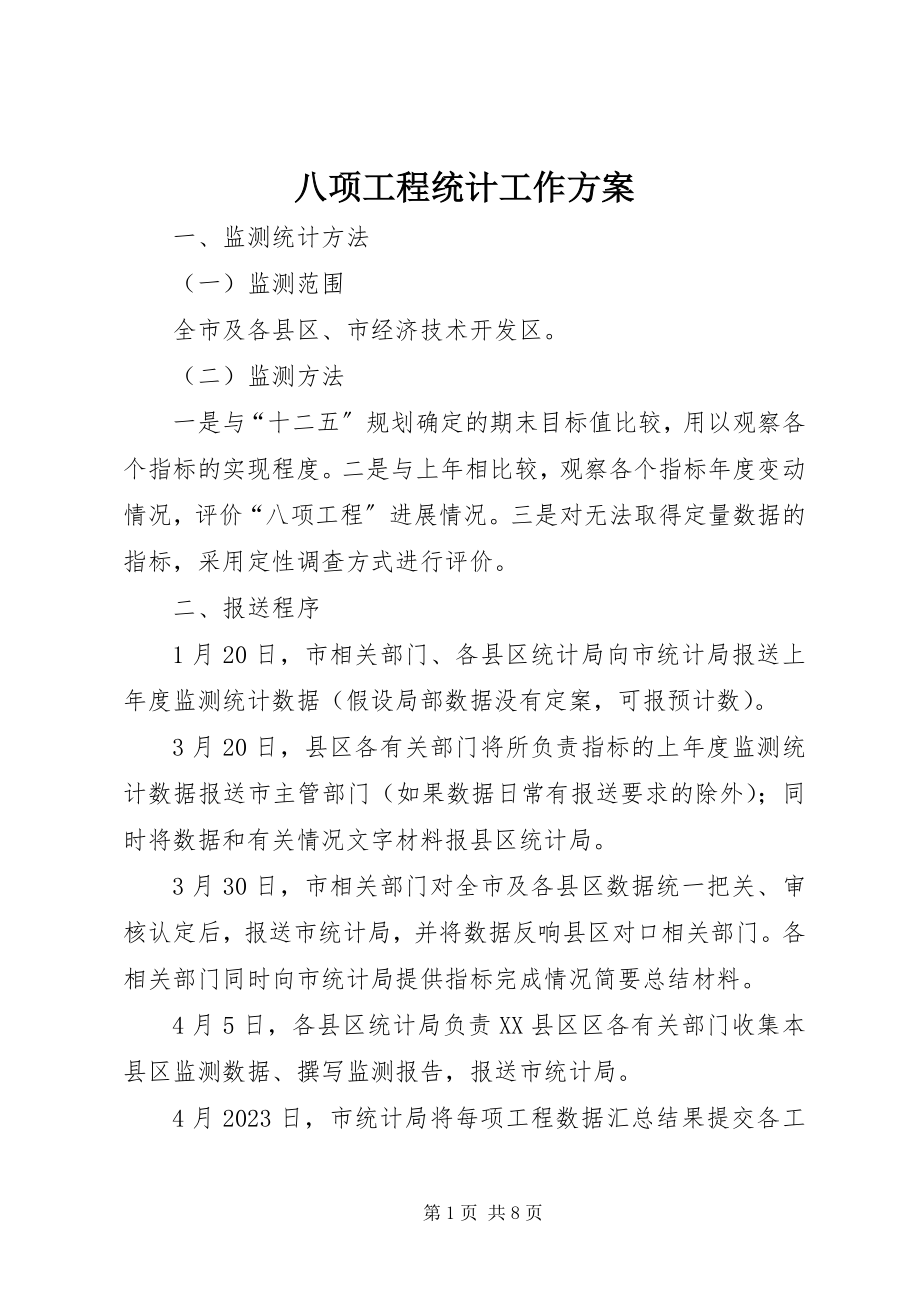 2023年八项工程统计工作方案新编.docx_第1页