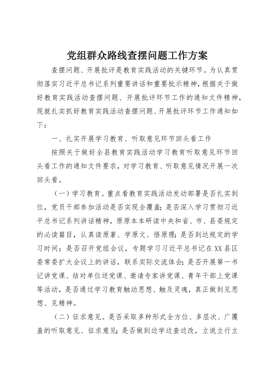 2023年党组群众路线查摆问题工作方案新编.docx_第1页