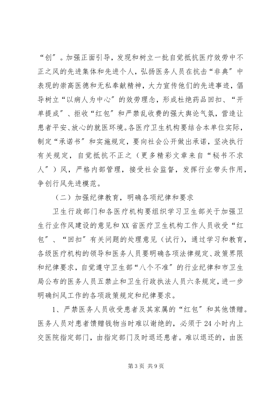 2023年卫生系统纠正医疗服务中不正之风专项治理工作方案.docx_第3页