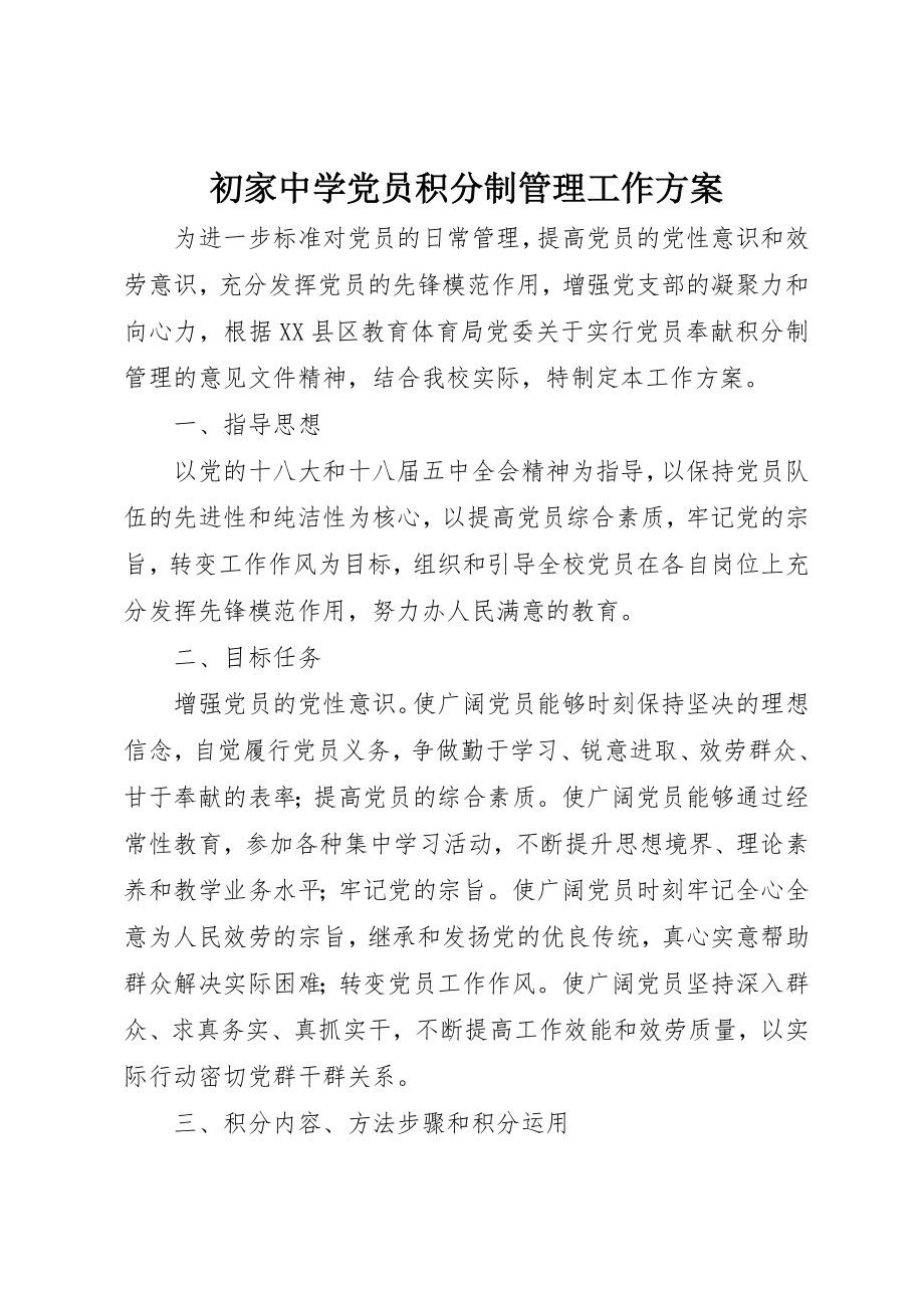 2023年初家中学党员积分制管理工作方案.docx_第1页