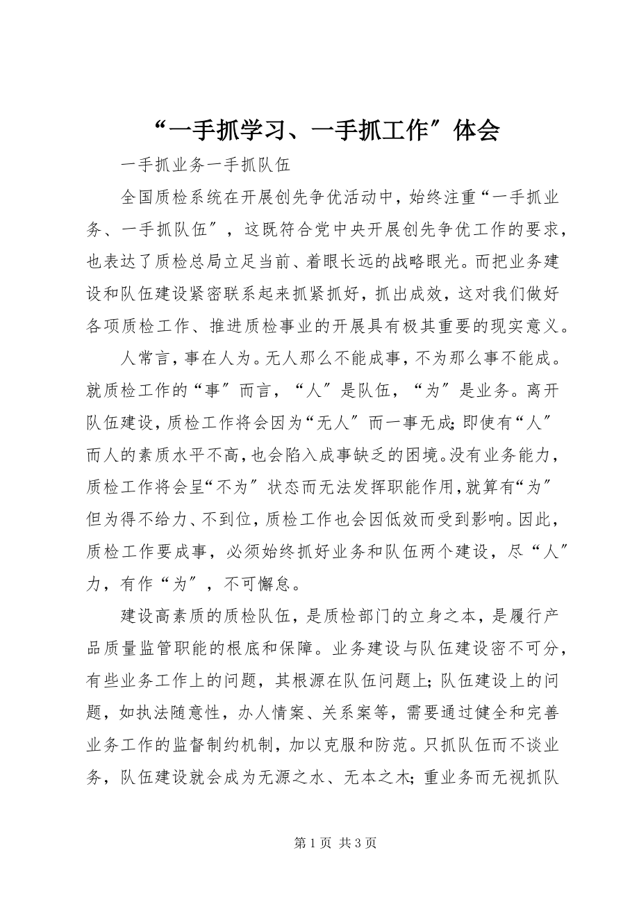 2023年“一手抓学习一手抓工作”体会新编.docx_第1页