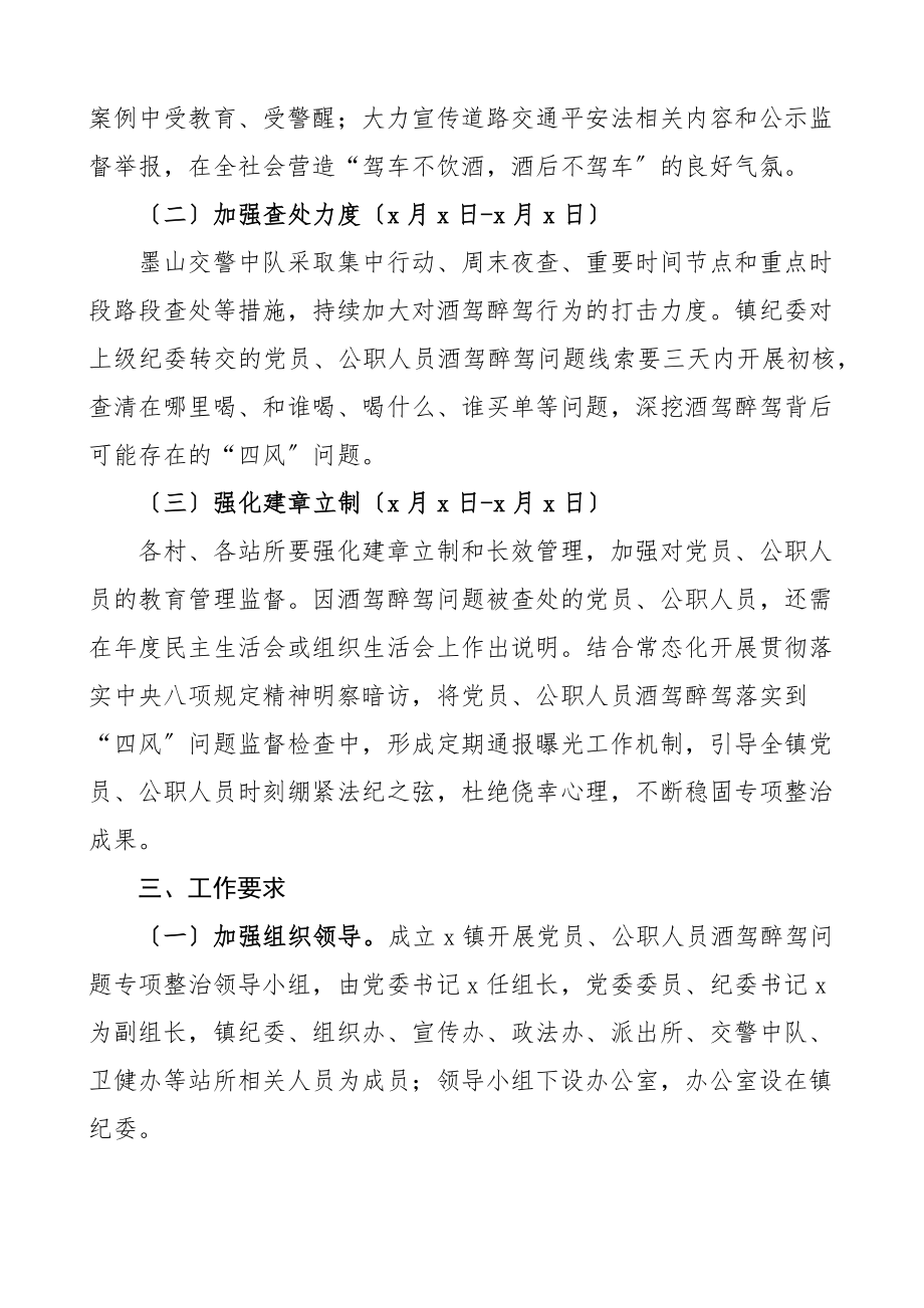 2023年乡镇公职人员酒驾醉驾问题专项整治工作方案治理含拒绝酒驾醉驾承诺书范文.docx_第2页