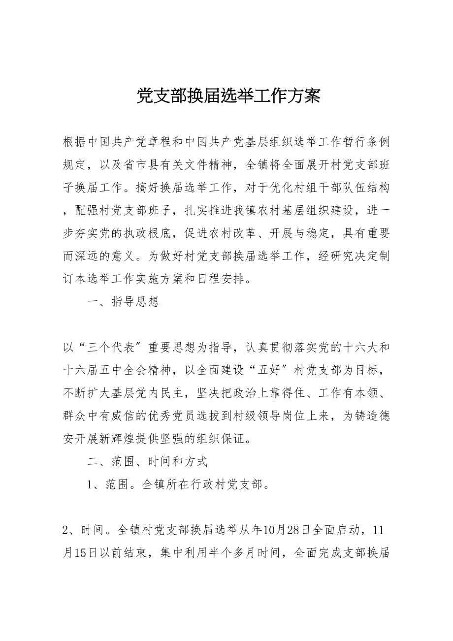 2023年党支部换届选举工作方案 5.doc_第1页