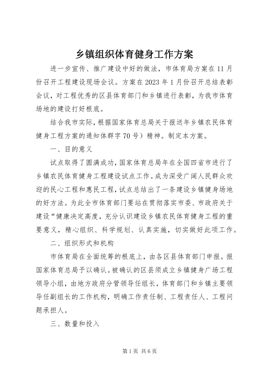 2023年乡镇组织体育健身工作方案.docx_第1页