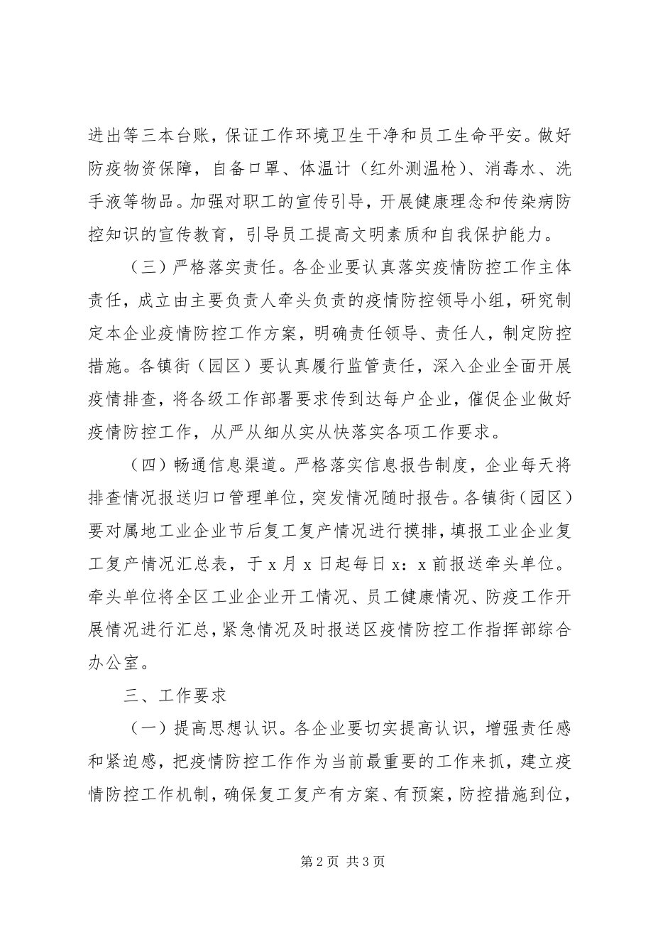 2023年企业复工复产疫情防控工作方案.docx_第2页