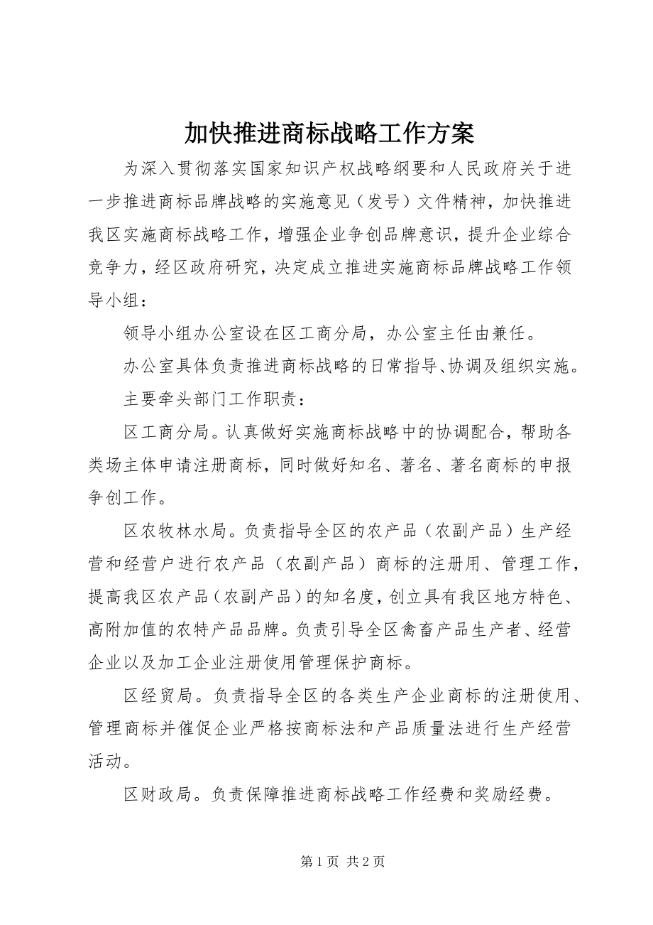 2023年加快推进商标战略工作方案.docx_第1页