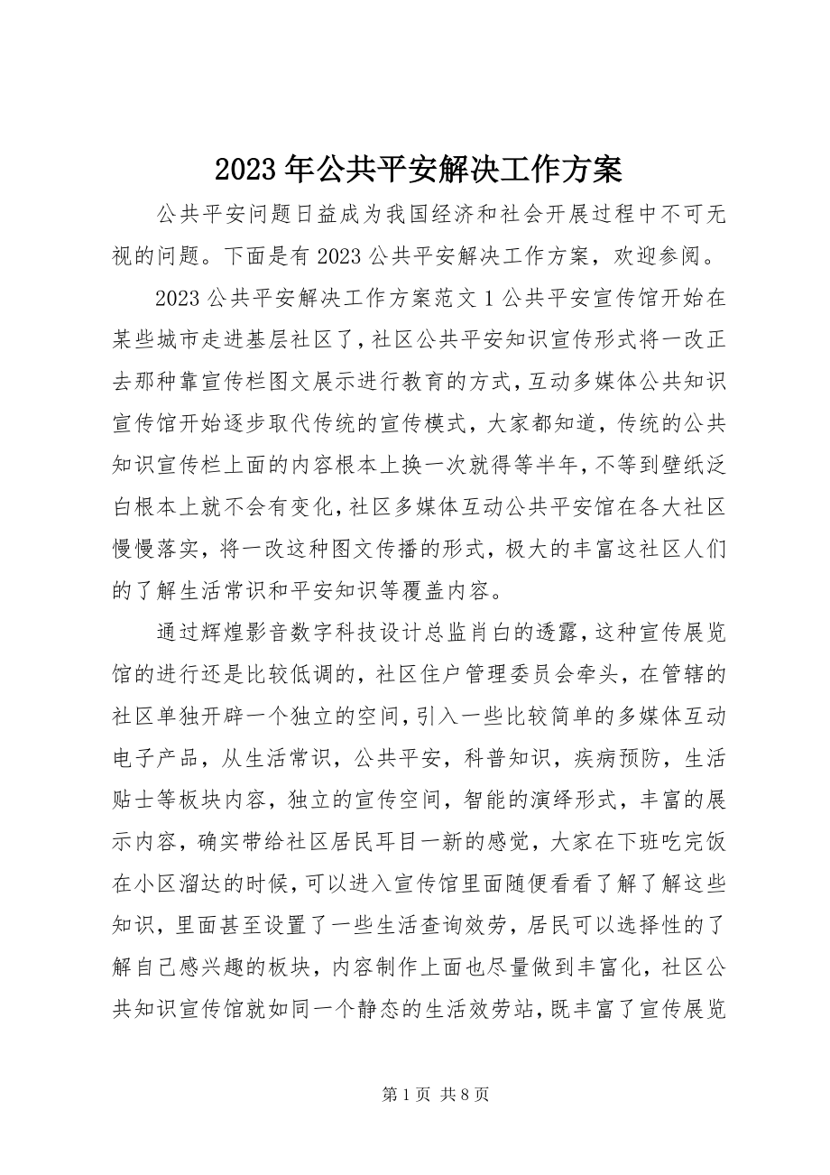 2023年公共安全解决工作方案.docx_第1页