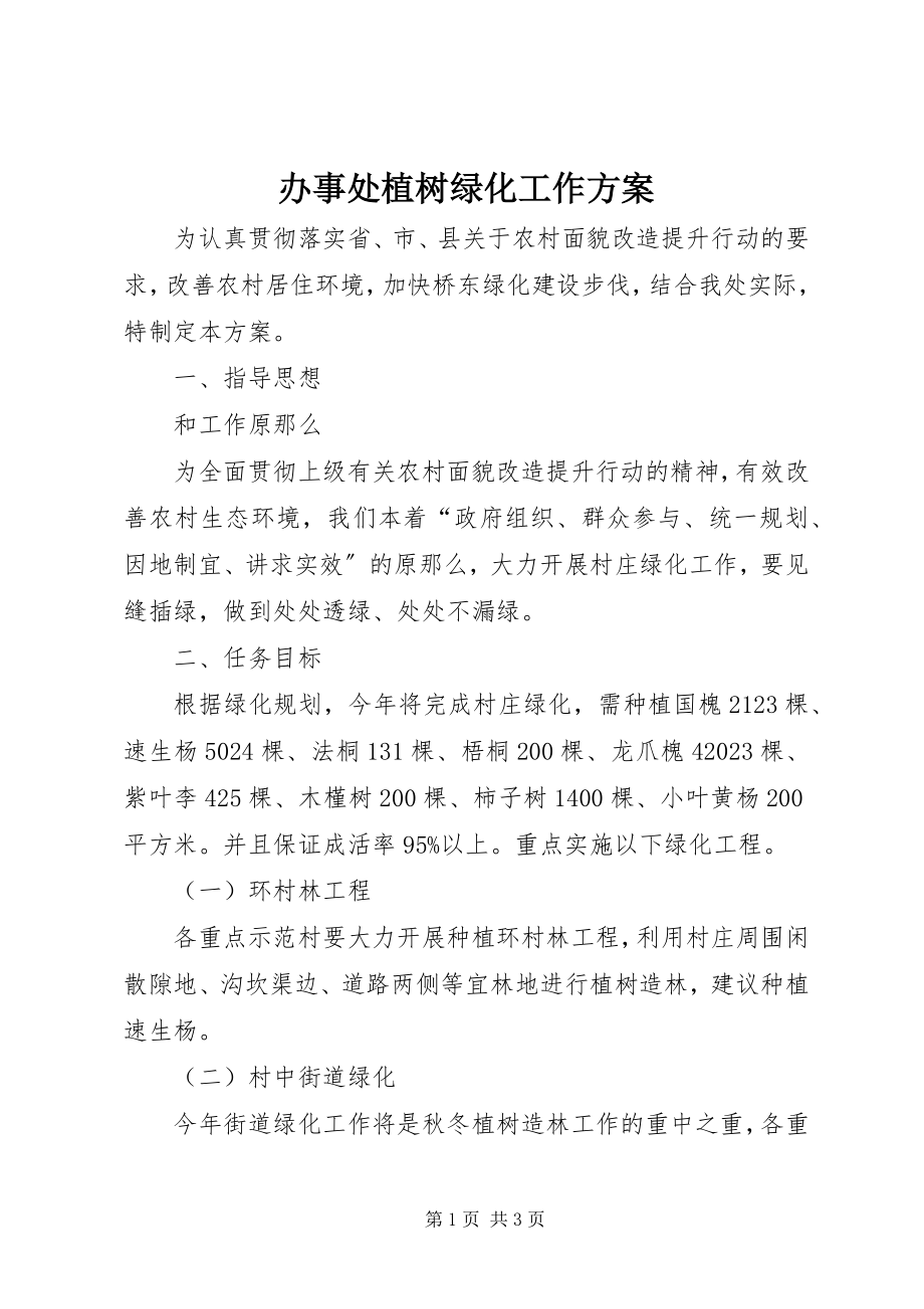 2023年办事处植树绿化工作方案新编.docx_第1页