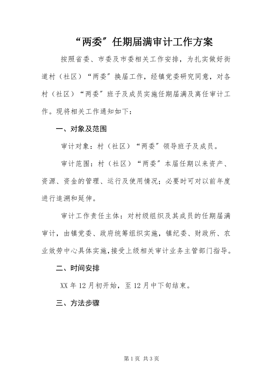 2023年两委任期届满审计工作方案.docx_第1页