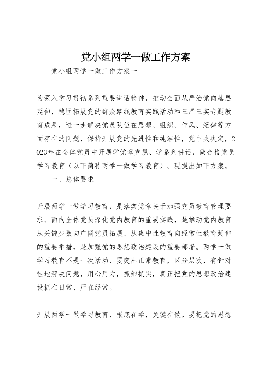 2023年党小组两学一做工作方案 新编.doc_第1页