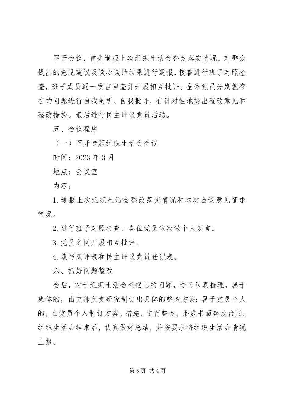 2023年公园管理所党支部组织生活会工作方案.docx_第3页