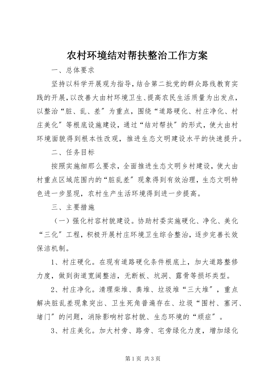 2023年农村环境结对帮扶整治工作方案.docx_第1页