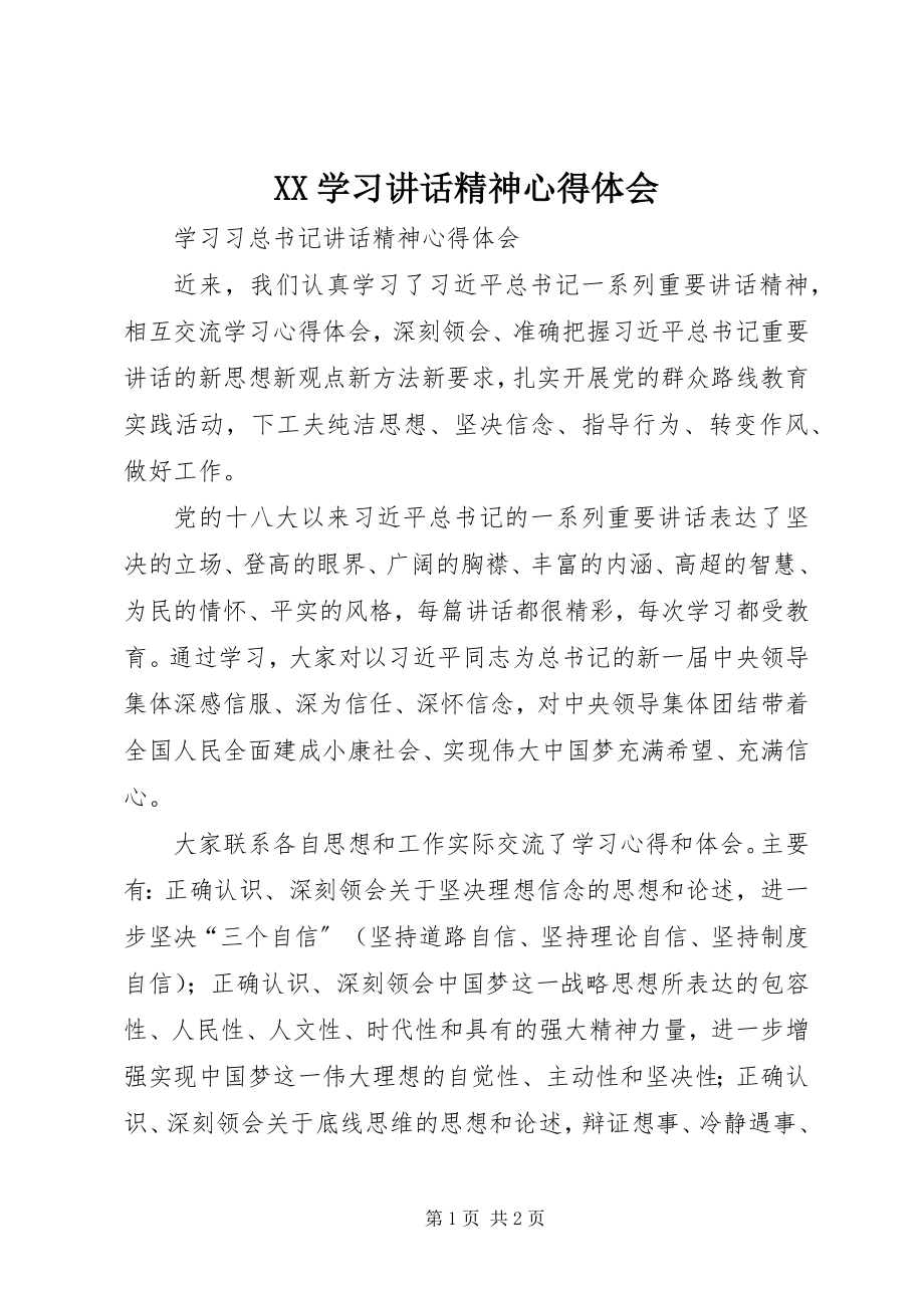 2023年XX学习致辞精神心得体会新编.docx_第1页