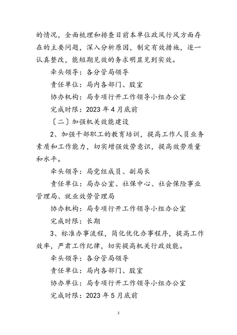 2023年人保局政风行风建设专项行动工作方案范文.doc_第2页