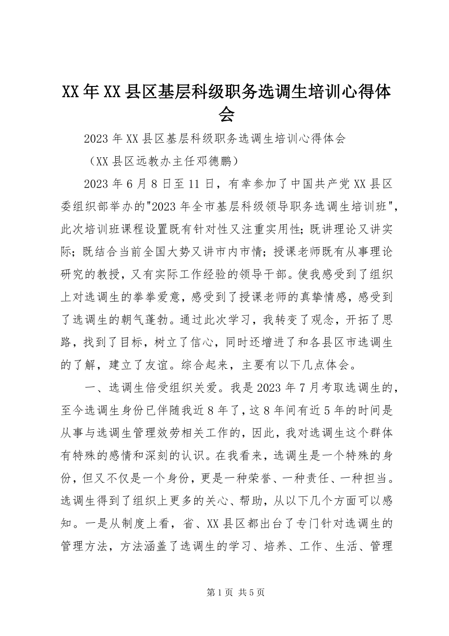 2023年XX县区基层科级职务选调生培训心得体会.docx_第1页