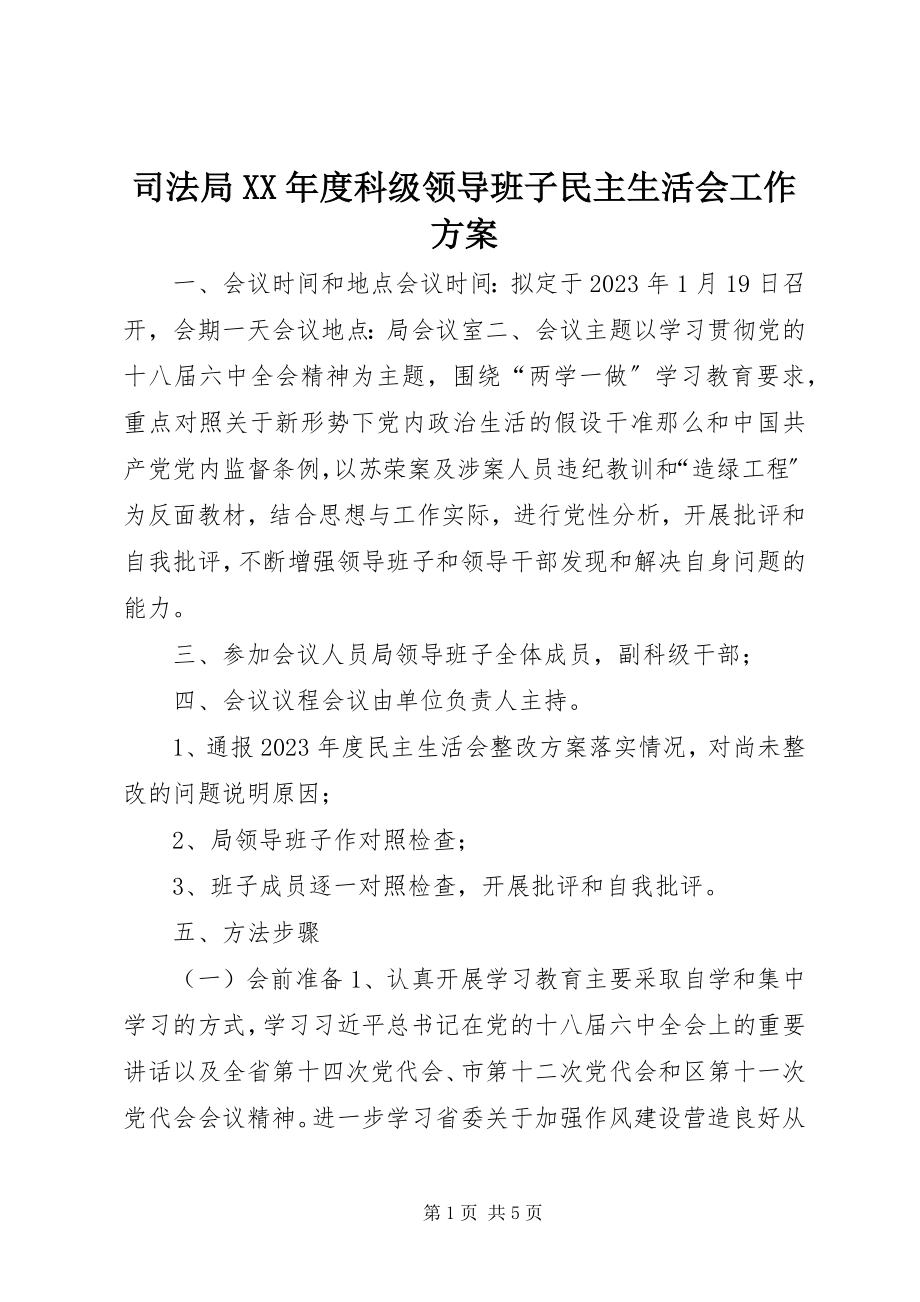 2023年司法局度科级领导班子民主生活会工作方案.docx_第1页