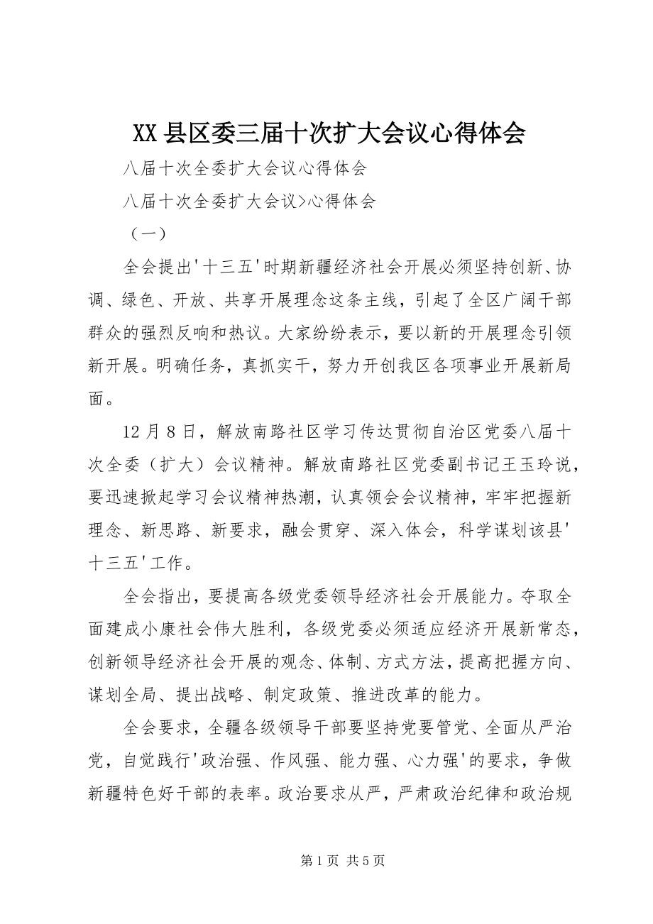 2023年XX县区委三届十次扩大会议心得体会新编.docx_第1页