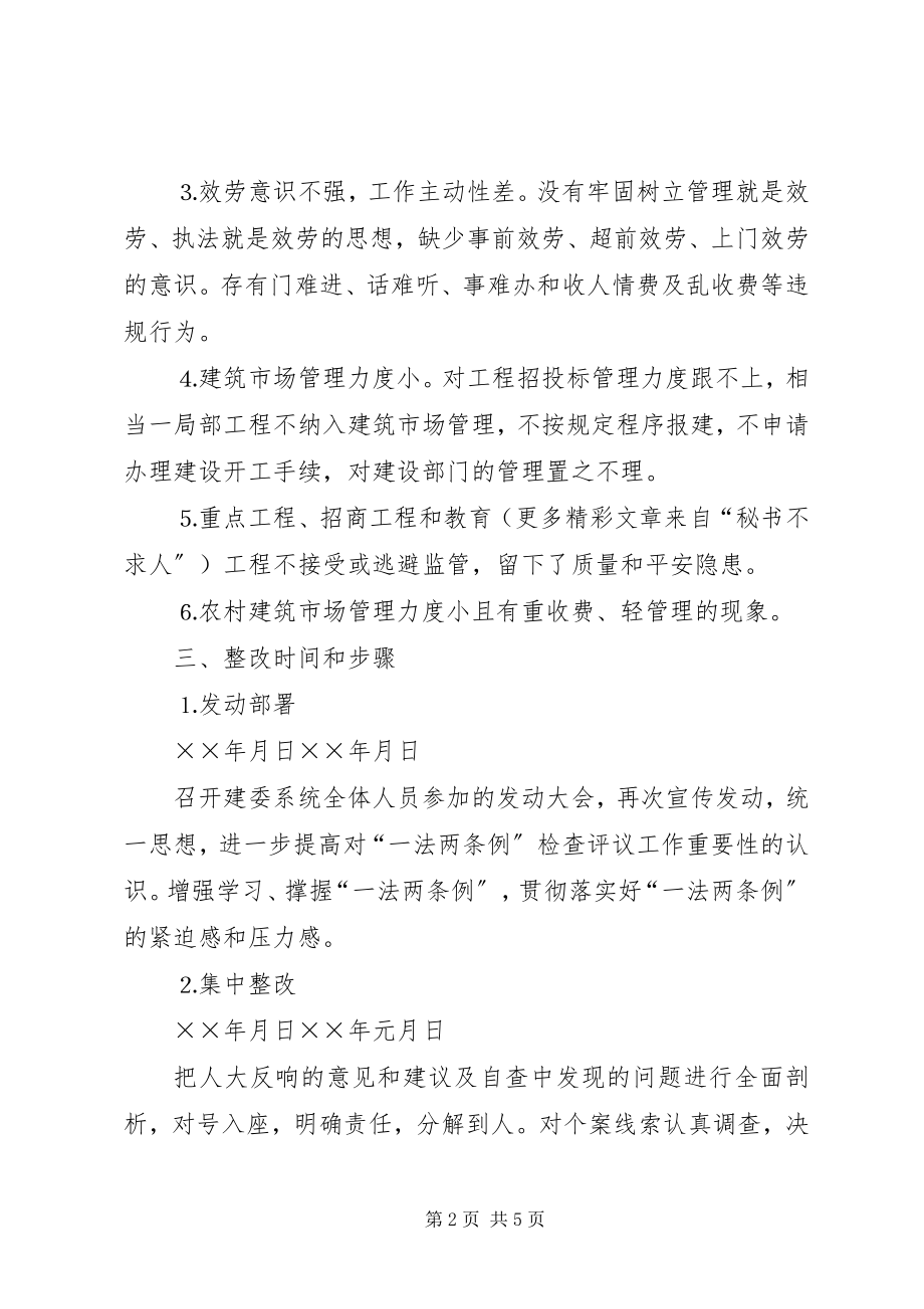 2023年县建委接受人大“一法两条例”检查评议整改工作方案.docx_第2页