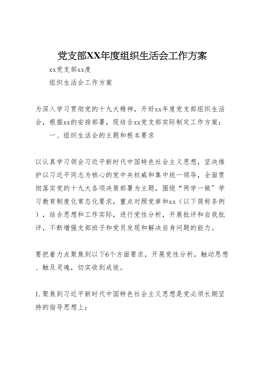 2023年党支部年度组织生活会工作方案 2.doc_第1页