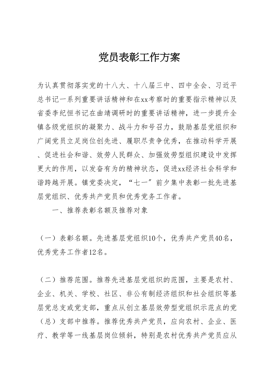 2023年党员表彰工作方案.doc_第1页