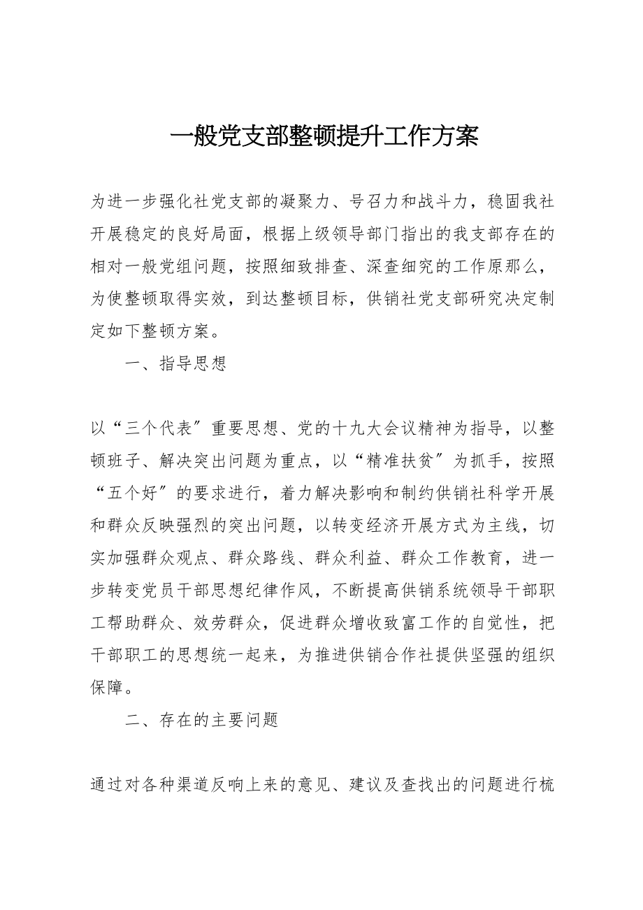 2023年一般党支部整顿提升工作方案.doc_第1页