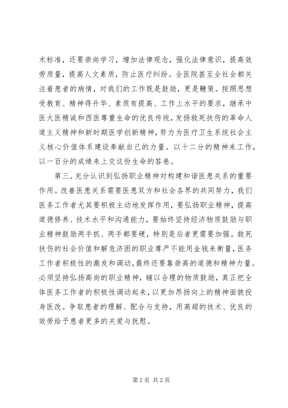 2023年XX县区中医院医疗卫生职业精神大讨论心得体会新编.docx_第2页