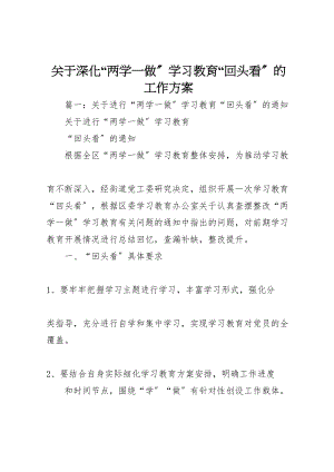 2023年关于深化两学一做学习教育回头看的工作方案.doc