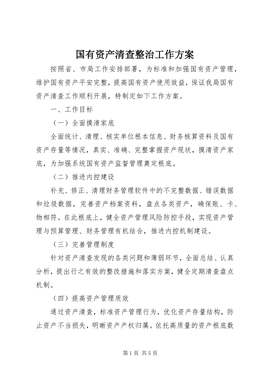 2023年国有资产清查整治工作方案新编.docx_第1页