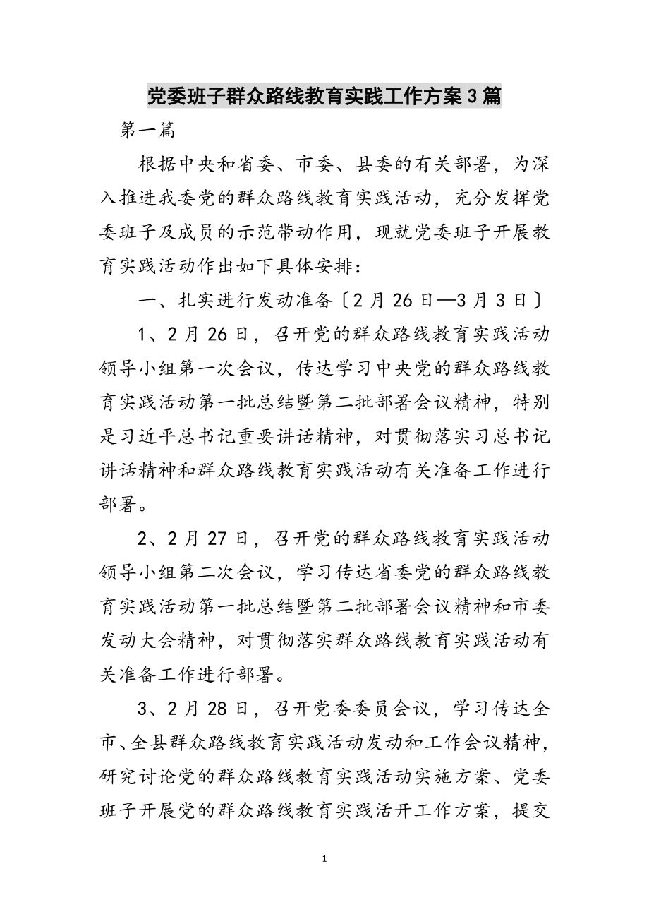 2023年党委班子群众路线教育实践工作方案3篇范文.doc_第1页