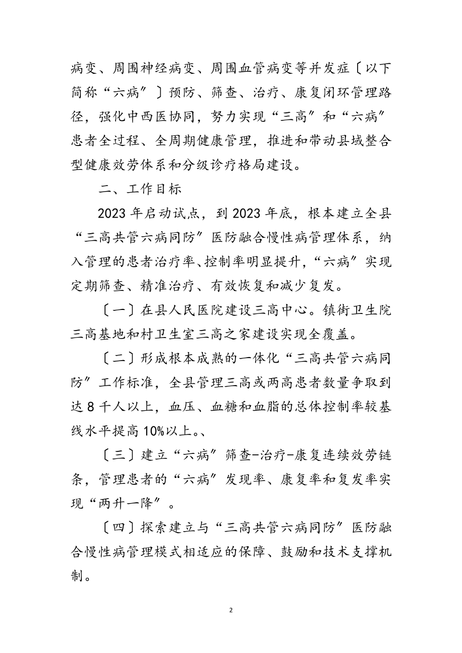 2023年医防融合慢性病管理试点工作方案范文.doc_第2页