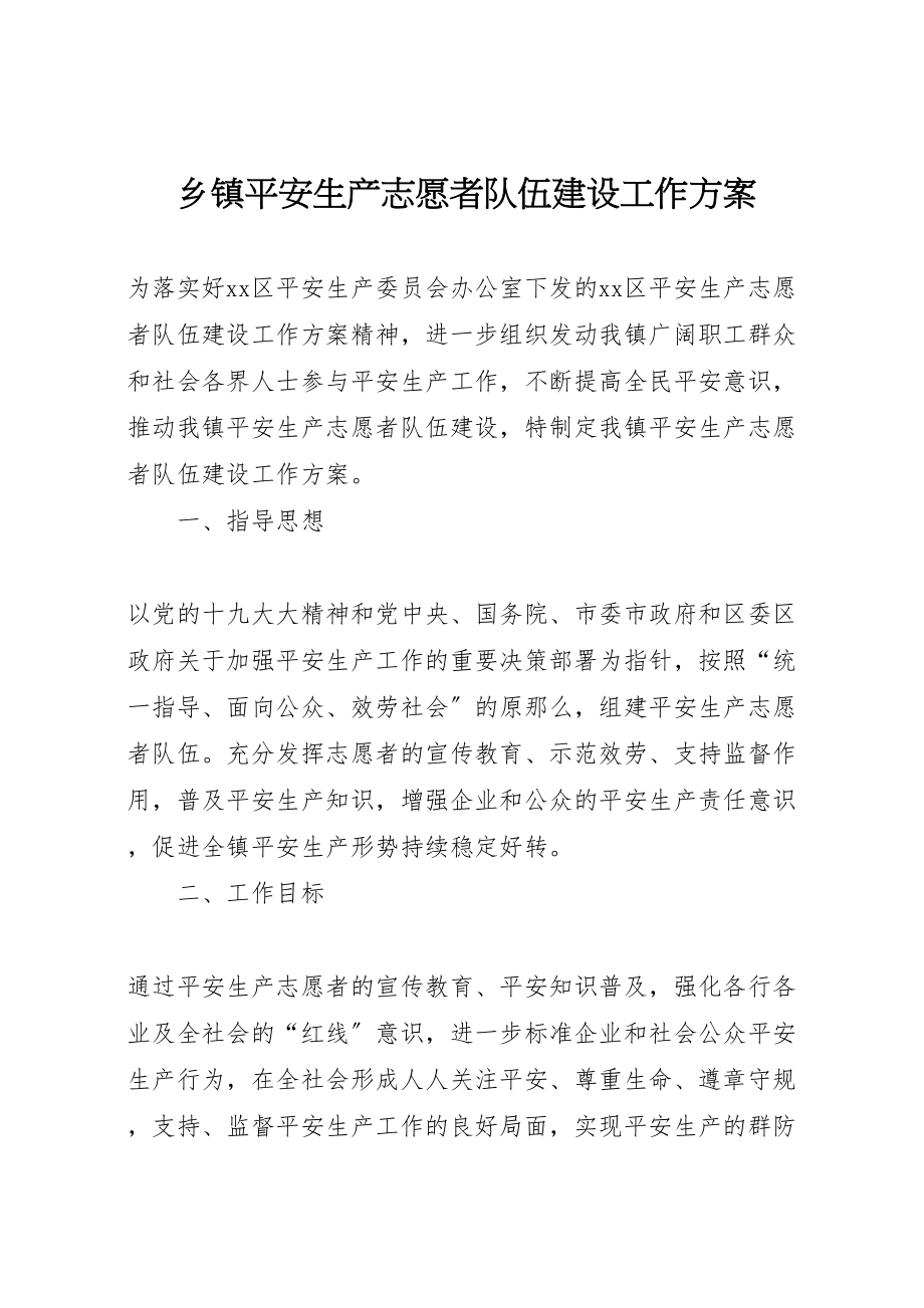 2023年乡镇安全生产志愿者队伍建设工作方案.doc_第1页