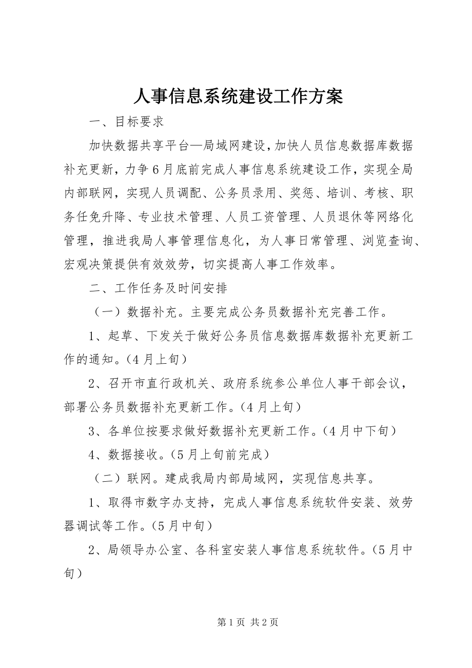 2023年人事信息系统建设工作方案.docx_第1页