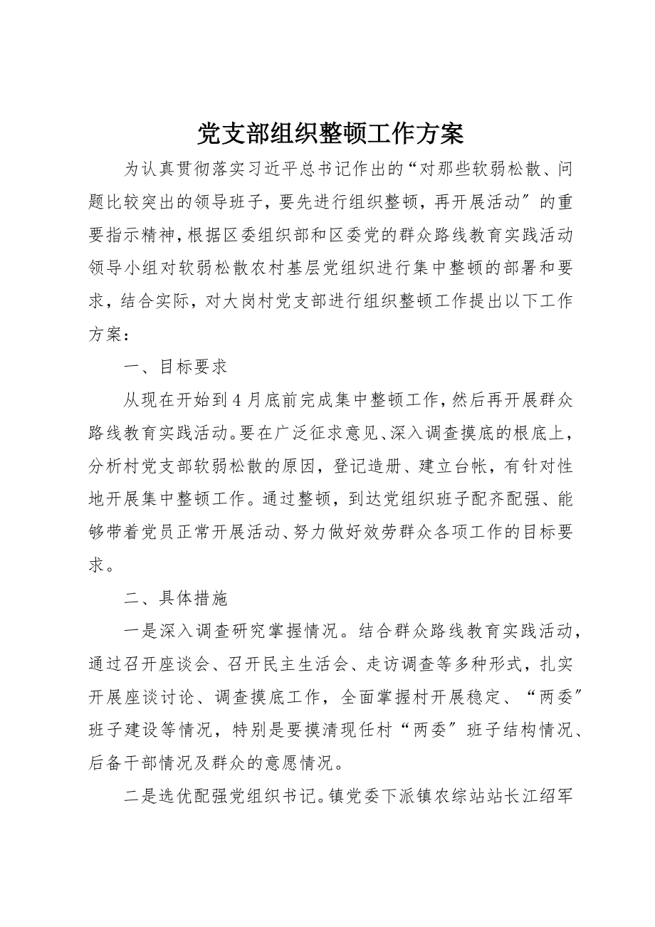 2023年党支部组织整顿工作方案.docx_第1页