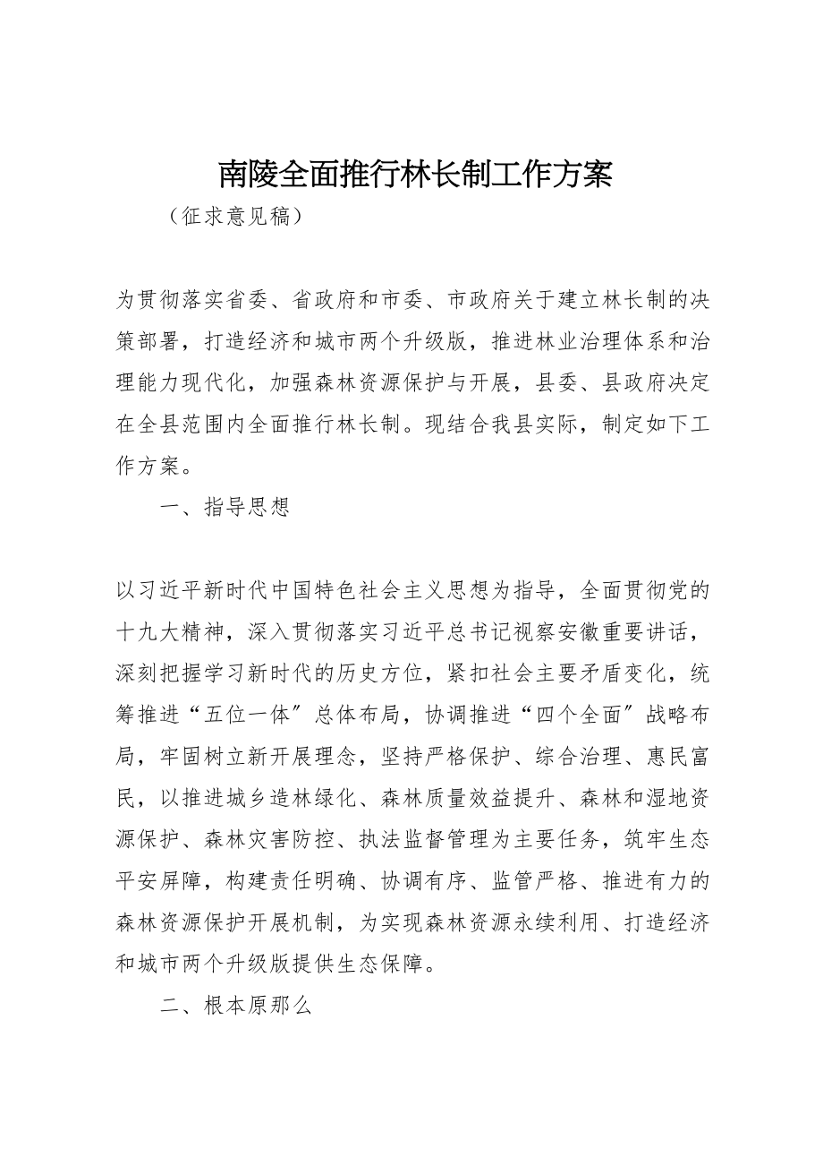 2023年南陵全面推行林长制工作方案.doc_第1页