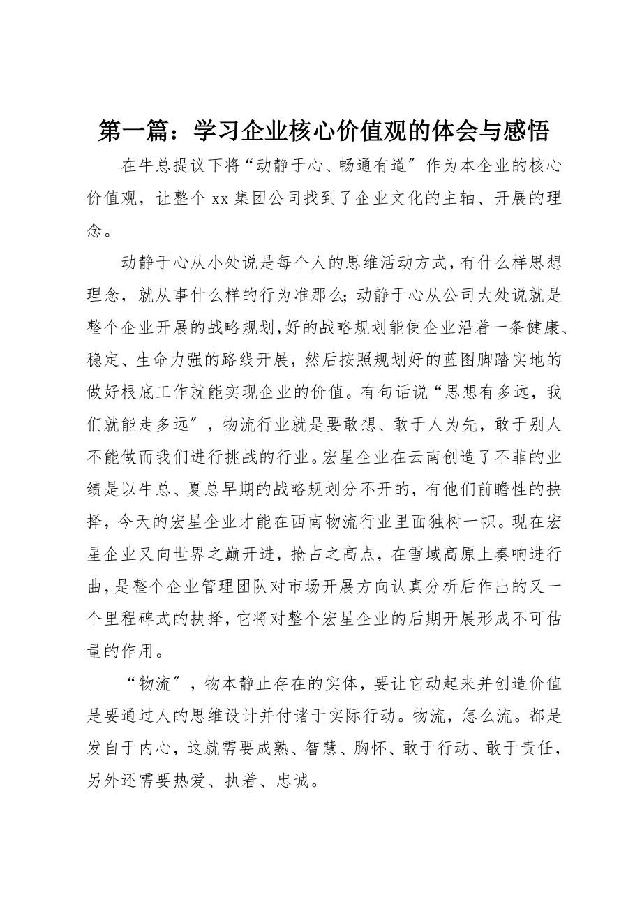 2023年xx学习企业核心价值观的体会与感悟新编.docx_第1页