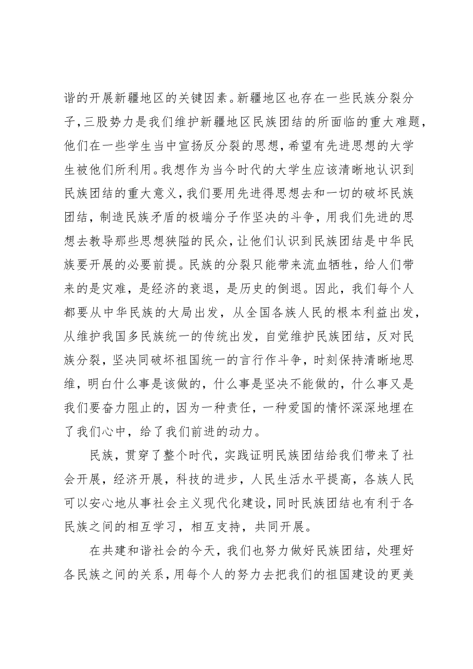 2023年xx维护民族团结心得新编.docx_第2页